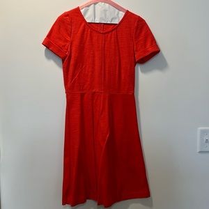 Short sleeved dress - Bright orange/pink colored cotton/spandex dress